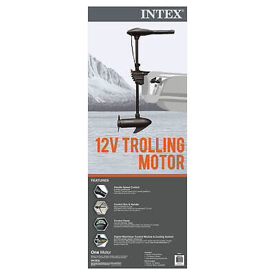 Intex 5 Person Inflatable Fishing Boat, Trolling Motor and Boat Motor Mount Kit - Image 7