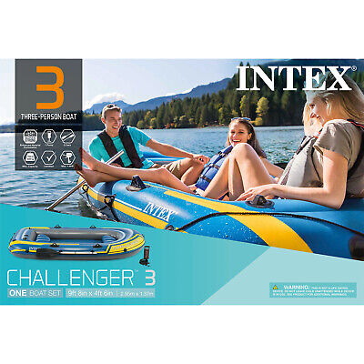 Intex 68370EP Challenger 3 Inflatable Raft Boat Set With Pump And Oars, Blue - Image 7