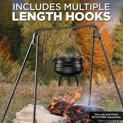 NutriChef Grill Swing Campfire Cooking Stand BBQ Grill w/ Hooks & Accessories - Image 5