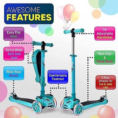 3 Wheeled Scooter for Kids - Stand & Cruise Child/Toddlers Toy Folding Kick... - Image 3