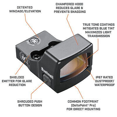 Bushnell RXS 250 1x24 Reflex Site, 4 MOA Red Dot, 50,000 Hour Always On Battery - Image 3