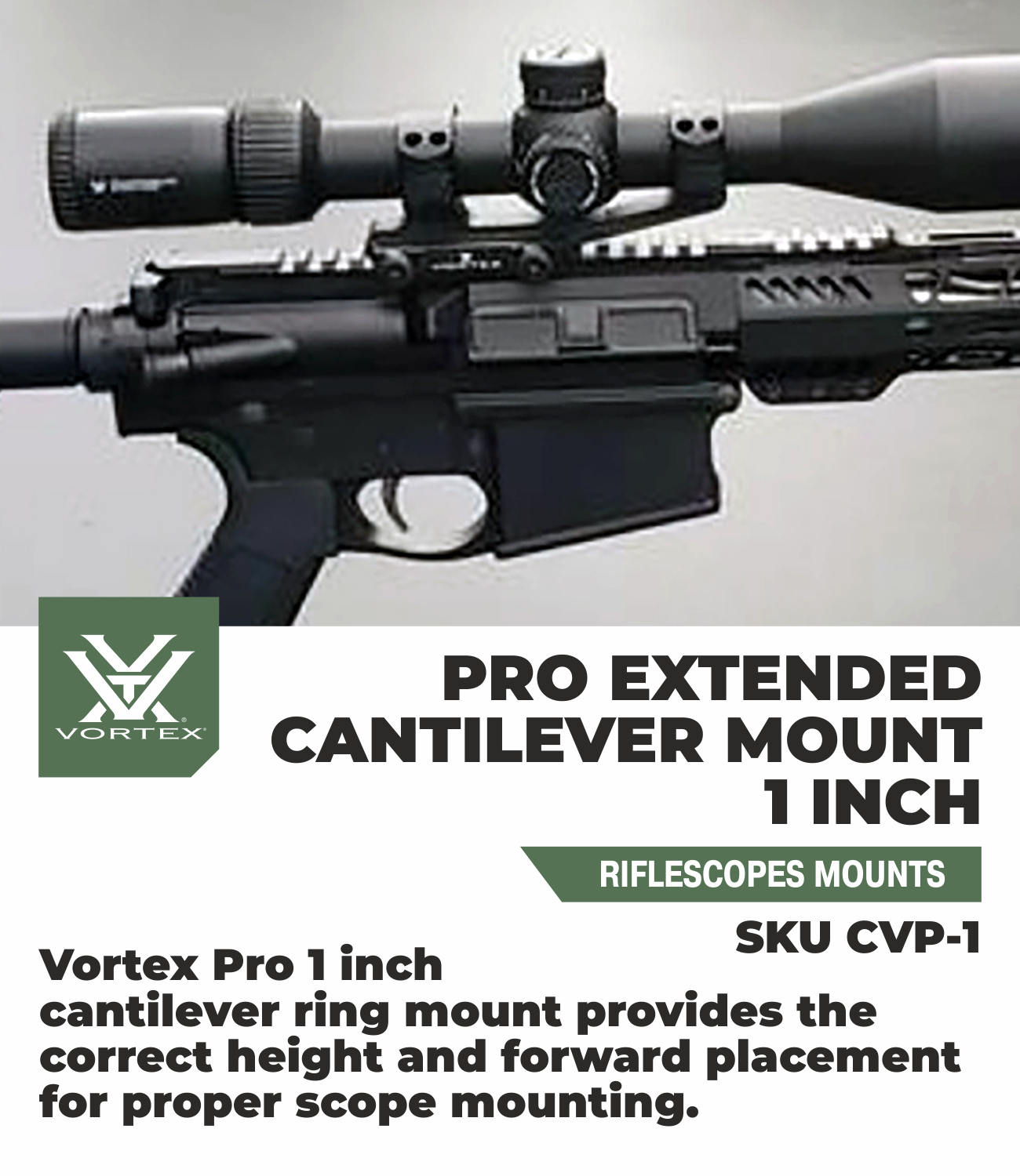 Vortex Optics Pro Extended 1 in Cantilever Mount with Free Hat Bundle - Image 4