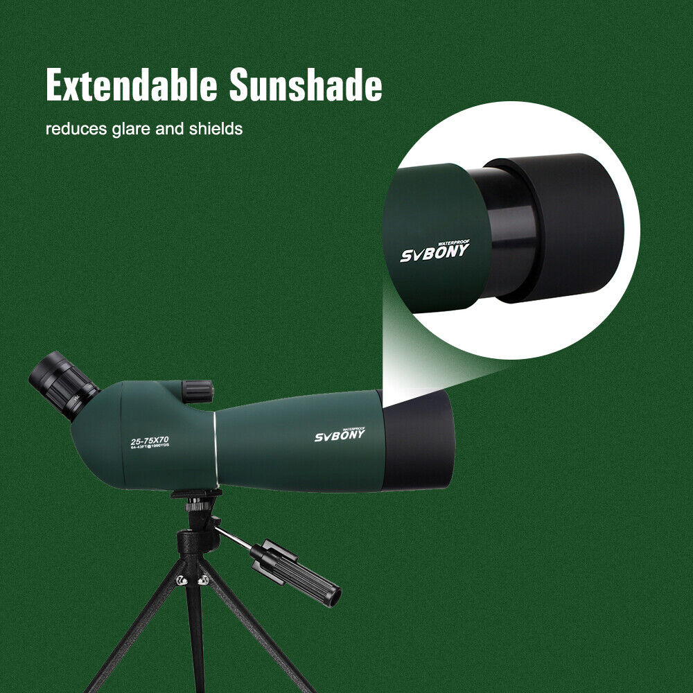 SVBONY SV28 Spotting Scopes 25-75x70mm BAK4 Zoom Telescope/Phone adapter/Tripod - Image 8