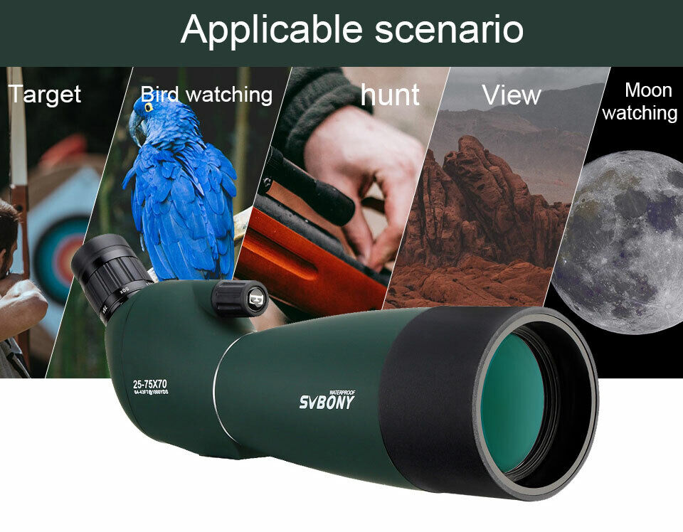 SVBONY SV28 Spotting Scopes 25-75x70mm BAK4 Zoom Telescope/Phone adapter/Tripod - Image 11