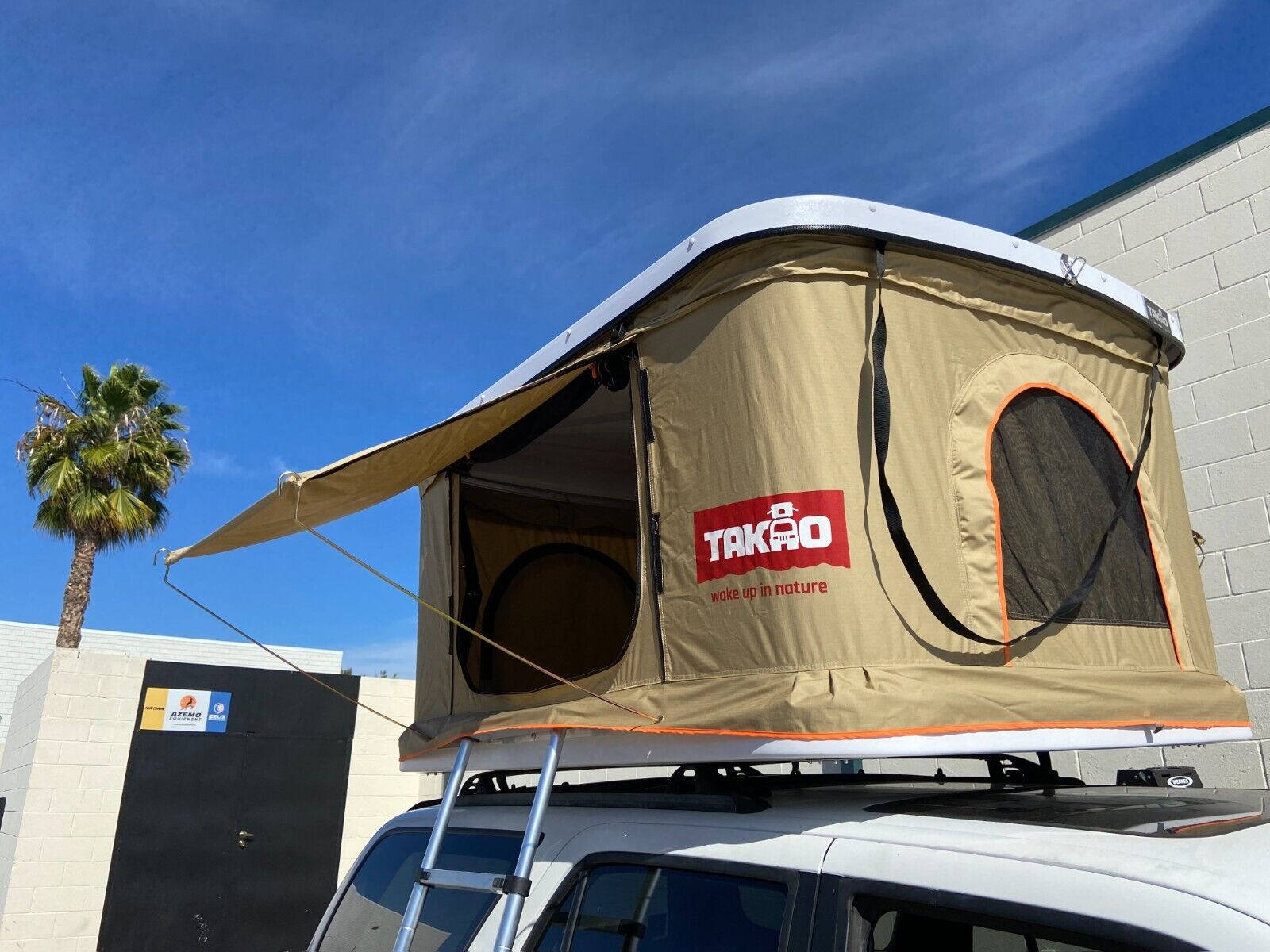 Takao Waterproof Hardshell Roof Top Camp Tent Khaki w/Ladder Fits 2-3 Person - Image 3