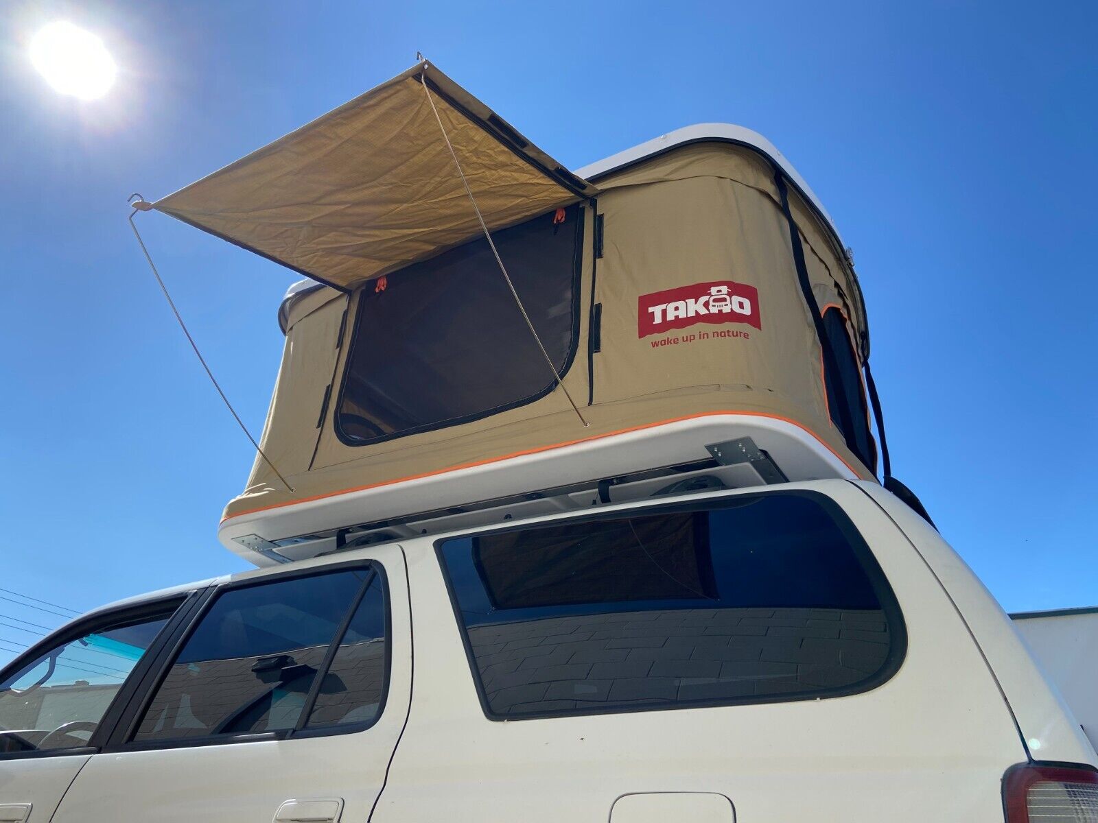 Takao Waterproof Hardshell Roof Top Camp Tent Khaki w/Ladder Fits 2-3 Person - Image 4