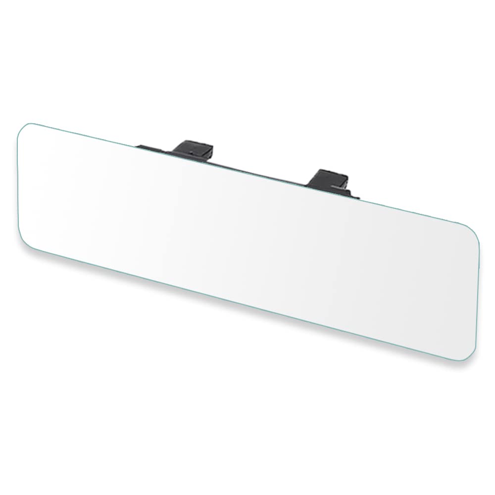 SkycropHD Frameless Rear View Mirror Interior Panoramic Wide Angle Mirror Eliminate Blind Spots for Car SUV Truck – Flat,11.8in (White)