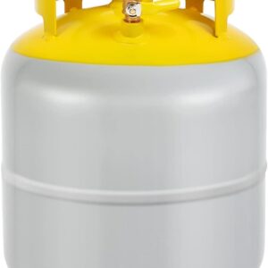 FAHKNS Refrigerant Recovery Tank 50 LB with 1/4 SAE Y-Valve Refrigerant Freon Recovery Tank Gray Yellow Reusable Cylinder Tank Without Float Switch R12 R22, R134A, R410A etc