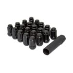 Gorilla Lug Nut, Acorn, 12 mm x 1.50 Thread, 60 Degree Seat, Closed End, Key, Steel, Black Chrome, Universal, Set of 20