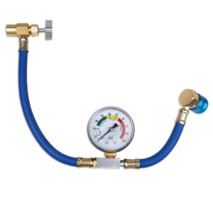 BACOENG R134a AUTO AC U-Charge Hose with Gauge and Can Tap HVAC