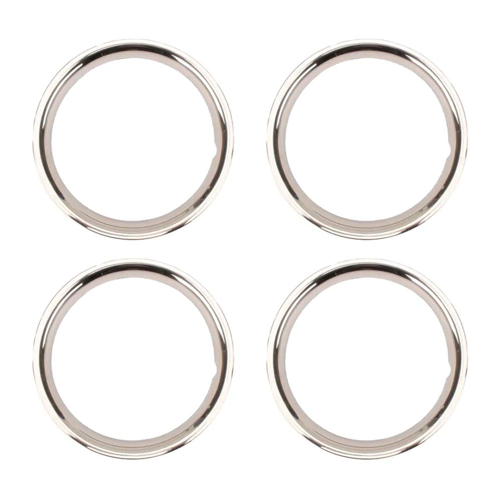 Speedway Motors 15 Inch Stainless Steel Rally Wheel Beauty Rings 2 Inch Wide Trim Rings for GM Style Rally Wheels, Fits 4, 5 and 6 Inch Wide Wheels, Polished Finish, Set of 4