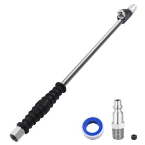 SAFELIFE 15-1/6" Extended Dual Head Air Chuck for Semi Trucks Dually Tires, 1/4" FNPT Heavy Duty Lock On Tire Inflate Chuck w/Quick Plug