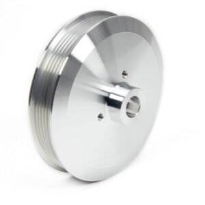 March Performance Power Steering Pump Pulley, Serpentine, 6-Rib, 3/4 in Press-On, 6 in Diameter, Aluminum, Clear Powder Coat, Long Water Pump, GM Pumps, Each