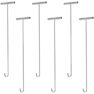 Zonon 6 Pack 31" 5th Wheel Pin Puller Solid Steel Chrome Plated Fifth Wheel Pin Puller Heavy Duty Portable Type Lifting Hooks for Pulling Storm Drain Manhole Covers, J Hook