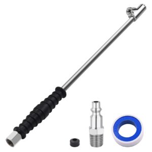 SAFELIFE 16-1/4" Extended Dual Head Air Chuck for Semi Trucks Dually Tires, 1/4" FNPT Heavy Duty Lock On Tire Inflate Chuck w/Quick Plug - Closed Flow