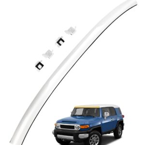 Top Windshield Molding, White, Front Upper Outside, Compatible with Toyota FJ Cruiser 2007-2014 | Replace# 75503-35061-A0 755033501 Windshield Reveal Moulding Trim, Outer Pillar Panel, w/Side Clips