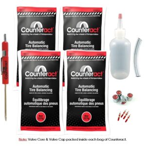 Counteract DIYK-8 Do It Yourself Tire/Wheel Balancing Beads Kit - Off -Road, Light/Medium Duty Truck Tires, (4) 8oz DIY Bead Bags, (4) Valve Caps and Cores, (1) Core Remover, Injector Bottle