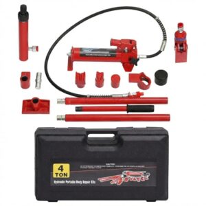 EliteEdge 4 Ton Porta Power Kit, Porta Power Hydraulic Kit with 4.6 FT Oil Hose, Auto Body Frame Repair Tool with Lift Ram, Pump & Storage Case for Car, Garage