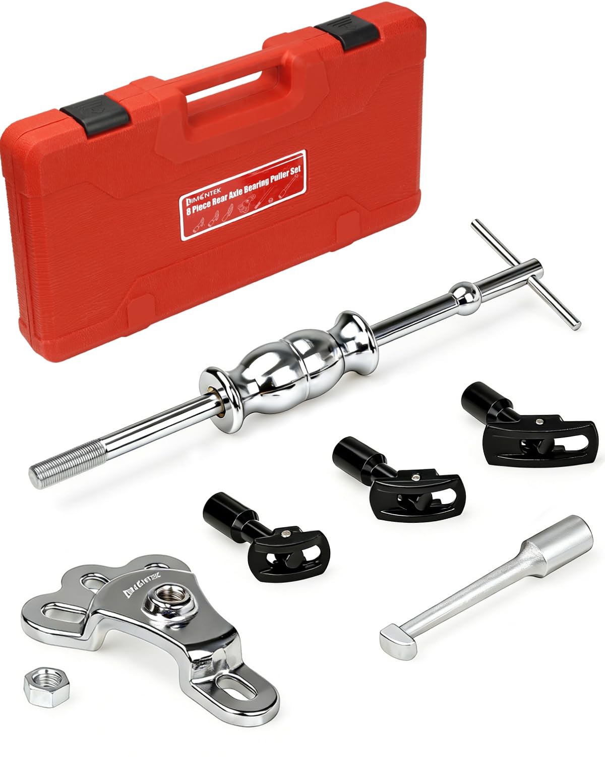 limontek 8 Piece Slide Hammer Puller and Rear Axle Bearing Removal Tool, Axle Seal and Bearing Remover Set with Slide Hammer Yoke and 3 Rear Axle Puller Adapters