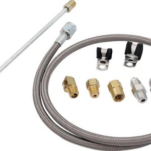 Allstar Performance Hydraulic Hose, Clutch Hose, 36 in Long, 4 AN, 4 AN Straight Female to 3/16 in 90 Degree Inverted Flare Male, Fittings, Braided Stainless, PTFE, Kit
