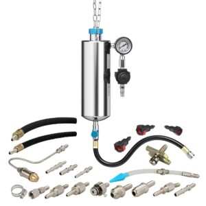 Fuel Injector Cleaner Tool Kit 1000ML 150PSI Disassembly-Free Fuel Injection System Cleaner Pressure Adjustment Fuel Injector Cleaning Machine with 20PC Adapter for Gasoline Car Throttle/Intake System