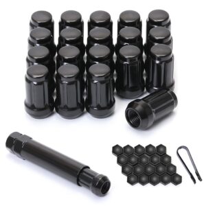 Acorn M12x1.5 Black Spline Lug Nuts - Set of 20, 1.38" Long, Fit for Honda Accord, CRV, Civic