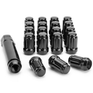 M12x1.5 Lug Nuts, 16pcs 6 Spline LugNut with Socket for Polaris RZR, ATV 12x1.5 Black Wheel LugNuts for Ranger XP 900/1000 Can Am X3 Honda Pioneer 1000 General RZR Turbo/Turbo S on UTV's Wheels