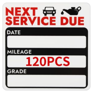 Mkobon 120 Pcs 2x2 Inches Oil Change Stickers, Next Service Due Sticker for Windshield, Strong Adhesion and No Residue, Clear Decals Labels for Car Auto Vehicles Window