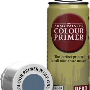 The Army Painter Colour Primer Wolf Grey, 400 mL Acrylic Spray Primer, Spray Paint Basecoat for Miniature Priming, Tabletop Roleplaying, Boardgames, and Wargames Miniature Modelling