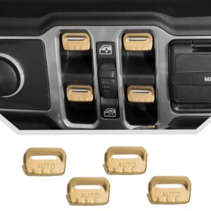 JeCar for Jeep Window Switch Button Cover Trim Interior Accessories for Jeep Wrangler JL JLU Gladiator JT 2018-2024 2025+ (Gold Aluminum Alloy)