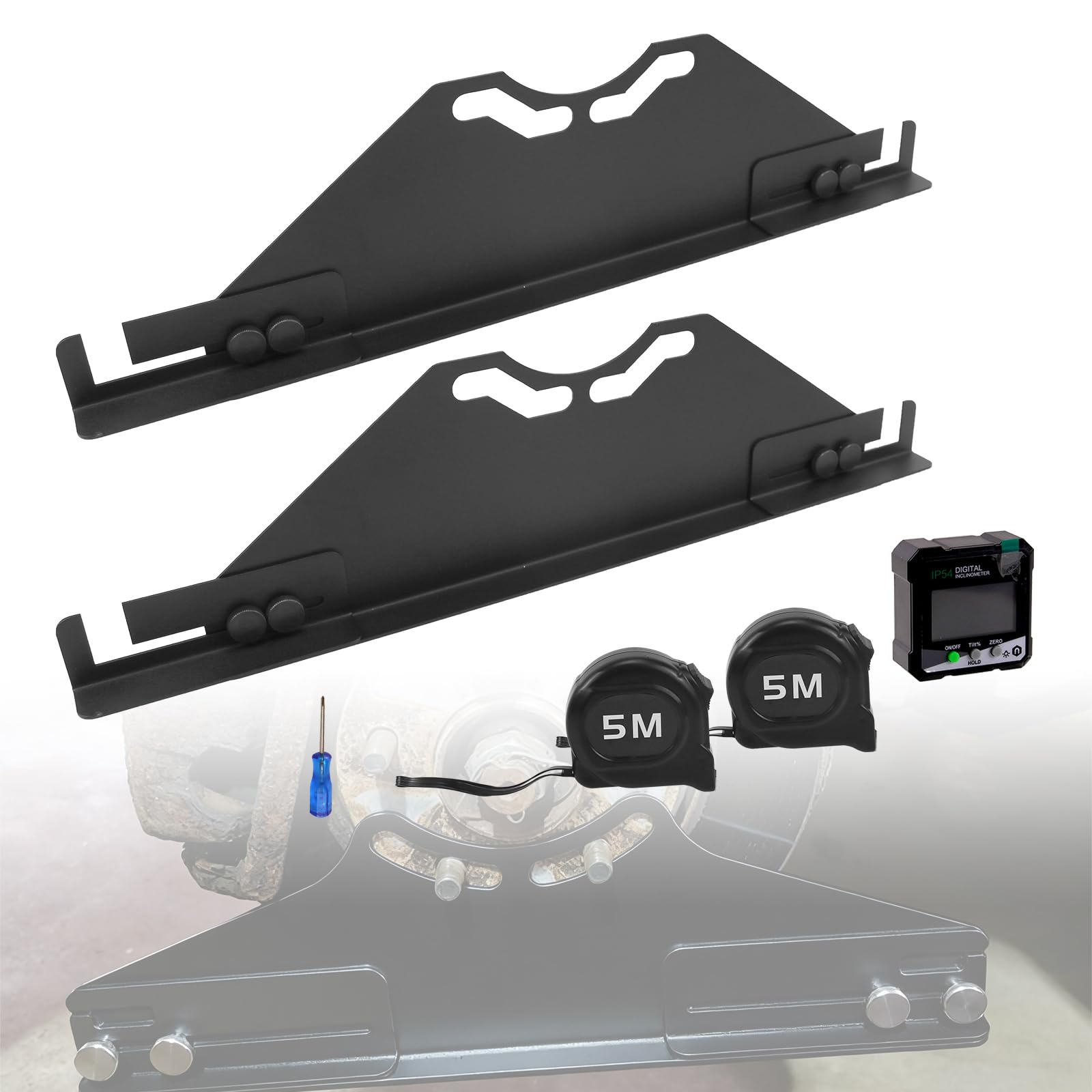 RULLINE Toe Alignment Tool with Toe Plates, 2 Tape Measures & Digital Angle Finder – Accurate Fast Wheel Alignment for Most Cars,Compatible with Vehicles Using M14 Wheel Bolts