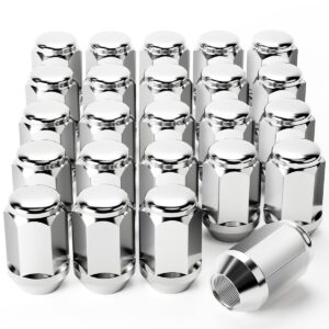Orion Motor Tech 24-Piece 1/2-20 Lug Nuts Chrome with Hex Tuner, 1.4 inches Length with Cone Seat, Compatible with Jeep Grand Cherokee Wrangler Liberty, Ford Explorer Ranger Mustang, Dodge Dakota Dura