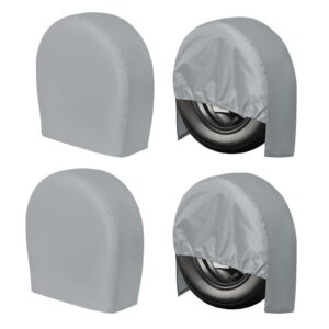 PureFit RV Tire Covers Set of 4 - UV Resistant Trailer Wheel Covers for Camper, SUV, Jeep, Trucks, Trailers and RV, Universal Tire Protecor Fits 24"-26" Inch Tire, Gray