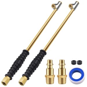 SAFELIFE 16-1/4" Extended Dual Head Air Chuck for Semi Trucks Dually Tires, 1/4" FNPT Heavy Duty Lock On Tire Inflate Chuck w/Quick Plug - 2 PCS