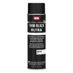 SEM 49143 Trim Black Ultra, Black Spray Paint with Satin Finish| Designed for Plastic, Aluminum, Steel and Stainless Steel, 14.5 oz. Automotive Aerosol Paint Can