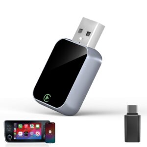 Enhanlife 2026 Wireless CarPlay Adapter for iPhone - No Audio Lag, 5s Auto-Connect- Convert Factory Wired to Wireless CarPlay - Bluetooth 5.3 & 5GHz Wi-Fi - Plug & Play (Includes USB A/C)