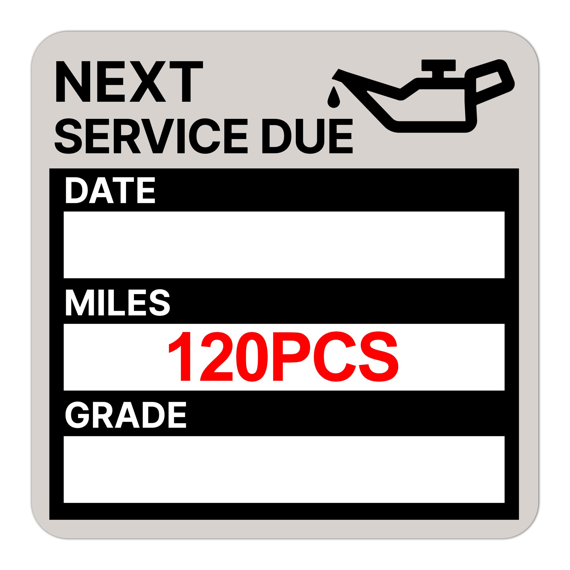 for Oil Change Sticker Static Cling, Clear Stickers 120 Pcs 2”x 2” Next Service Due Sticker for Windshield, Easy to Peel with No Residue for Car Auto Vehicle Window (Grey)