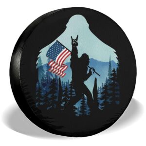 GENANY American Bigfoot PVC Leather Spare Tire Cover, Fits 27"-29" Diameter Tires for RVs Jeeps Campers Trailers, Dustproof, Waterproof Jeep Tire Cover with No Camera Hole