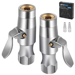 WNCGC Air Chuck, Two Jaws Locking Air Chuck, 1/4" FNPT Closed Flow Lock on Tire Chuck for Tire Inflator Gauge Compressor Accessories, No Leakage