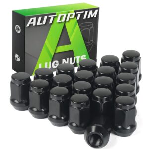 AUTOPTIM 1/2-20 Lug Nuts - Replacement for 1987-2018 Jeep Wrangler JK, 2002-2012 Liberty, 1993-2010 Grand Cherokee, Black 19mm Hex 1.38" Tall, 1/2"-20 Closed End Aftermarket Wheel Lug Nuts (20pcs)