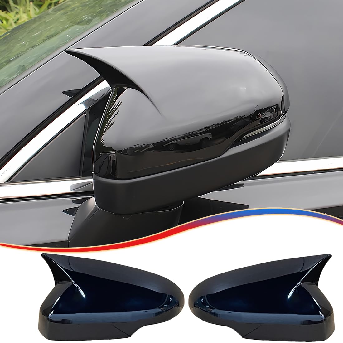 MUXEE Side Rear View Mirror Cover for Honda CRV 2023 2024 2025 2026 Bright Black Turn Signal Housing Cover Accessories(with Turn Signal housing Slot.)