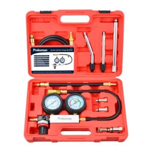 Prokomon Engine Cylinder Leak Down Tester Kit;Gasoline Engine Leakdown Tester Kit with Extension Rod;Cylinder Leakage Tester Set for Pressure Check and Leakage Rate Test