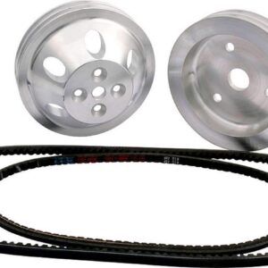 Allstar Performance ALL31080 1:1 Ratio Double Groove Aluminum Pulley Kit for Small Block Chevy Short Water Pump and Block Mounted Power Steering Pump