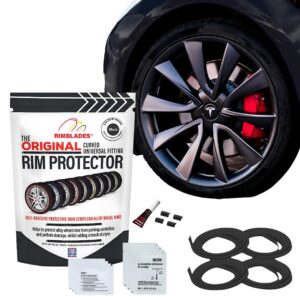 Black Rim Protectors for Alloy Wheels by Rimblades Original - Fits Up to 24" X 4 Rims | Easy DIY Exterior Car Accessories | Protects Against Curb Rash