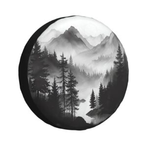 Spare Tire Cover Mountain Lake Tree Landscape Wheel Covers Weatherproof Universal Wheel Protectors for Rv SUV Camper Travel Trailer 14 Inch