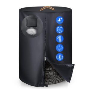 Tire Cover，Heavy Duty 420D Outdoor Tire Storage Waterproof All Seasonal Protection,Universal Truck Tire Covers with Waterproof Zipper Easy to Put on,Air Vent (Holding 4 Tires Within 32 Inch Diameter)