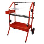 TCP Global 18" Mobile Multi-Roll Masking Machine for Auto Body, Painting, Masking Paper Dispenser with 2 Paper Bars, 4 Tape Rollers, Storage Trays & Cutting Blade