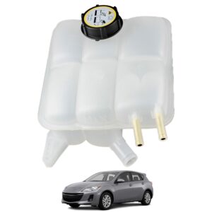 YzusGomumu Front Engine Coolant Reservoir Tank with Cap Compatible with 2004-2013 Mazda 3, 2009-2013 Mazda 3 Sport, Coolant Tank Replaces LF5015350 5M5H8K218AA