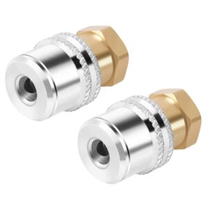 GODESON 2 Pack Brass Lock On Air Chuck, 1/4FNPT Closed Flow Tire Chuck for Tire Inflator Gauge and Air Compressor