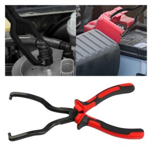 smilfuy Fuel Line Plier, Quick Disconnect Release Removal Tool, Petrol Hose Pipe Clamp Clip with Handle, Universal Fuel Line Clip Removal Plier, Pipe Clip Repair Tool for Most Cars (Red)